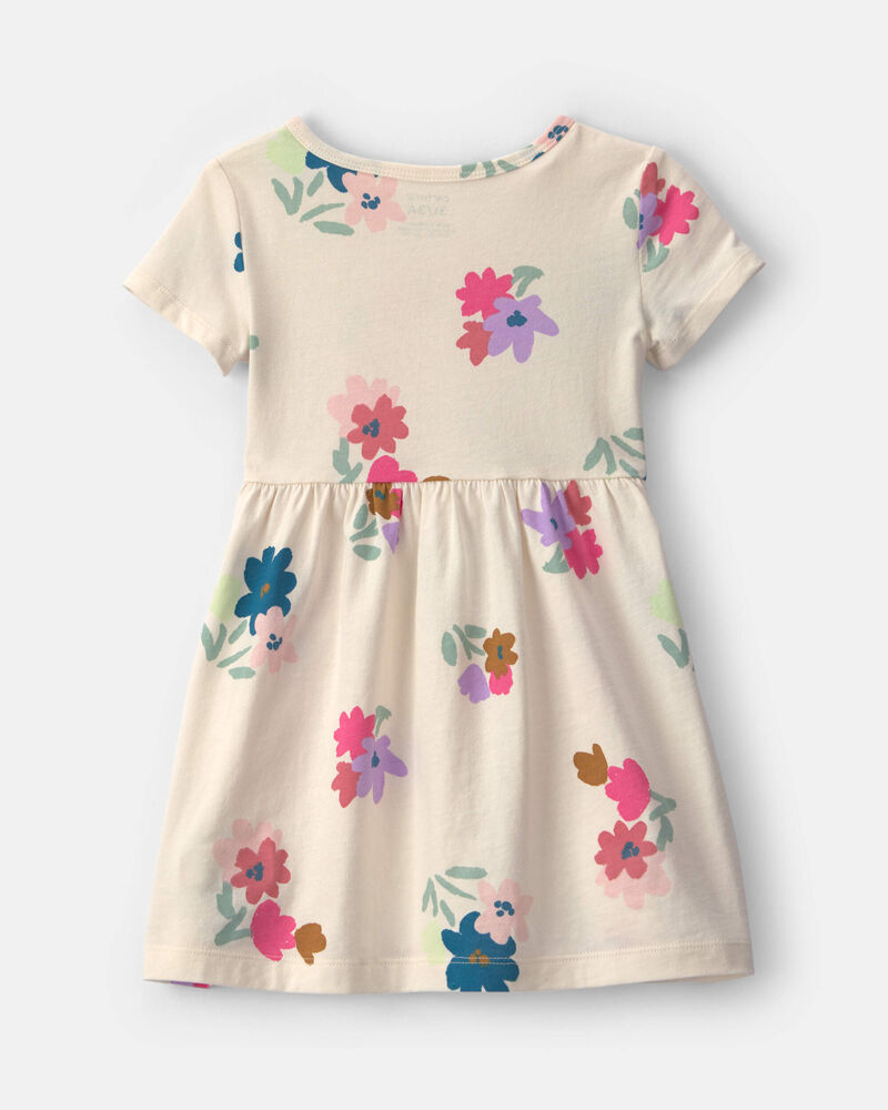 Tout-petit fille - Robe manches courtes &agrave; motif floral - Cr&egrave;me, image 2 sur 3 diapositives