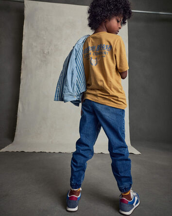 Gar&ccedil;ons - Pantalon de jogging d&eacute;contract&eacute; en denim - D&eacute;lav&eacute; moyen, 