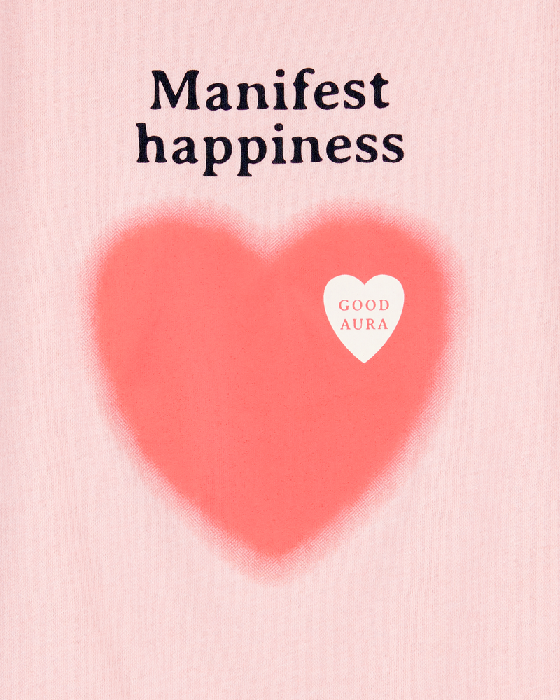 Kid Manifest Happiness Short-Sleeve Graphic Tee - Pink, image 2 of 2 slides