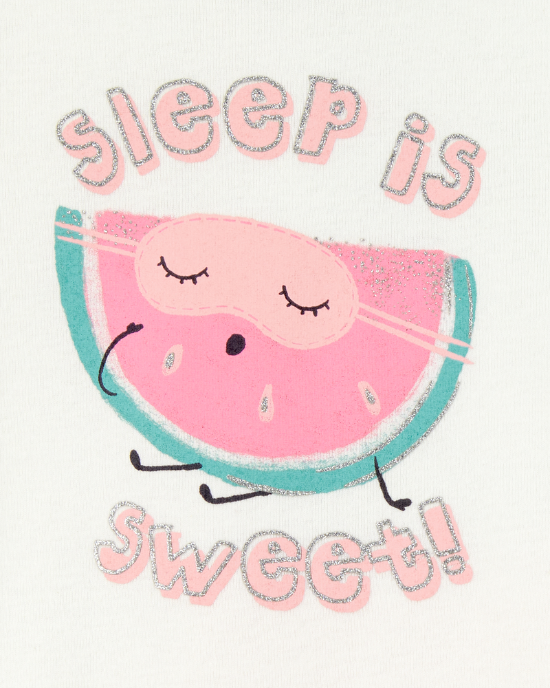 Bébé Pyjama 4 pièces en coton ajusté à melon d’eau, image 3 sur 4 diapositives