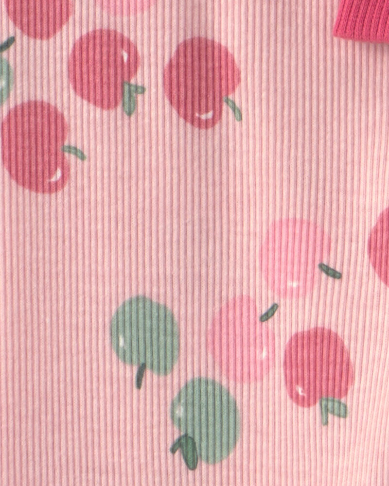 B&eacute;b&eacute; fille - Ensemble 2 pi&egrave;ces haut et pantalon en jersey bouclette &agrave; motif pomme, image 3 sur 3 diapositives