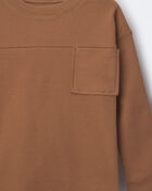 Toddler Ribbed Long-Sleeve Pocket Tee - Brown, image 2 of 2 slides