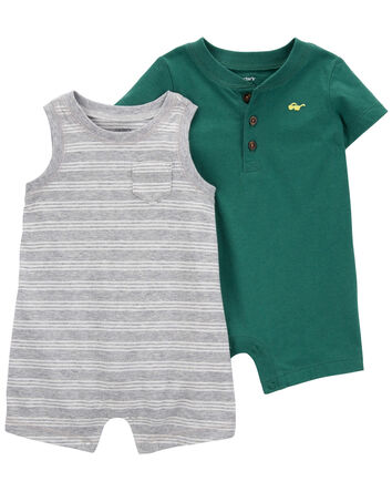 2-Pack Cotton Rompers, 