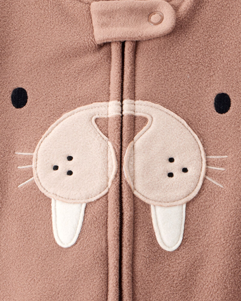 Baby Boy Walrus Loose Fit 2-Way Zip 1-Piece pyjamas - Brown, image 4 of 5 slides