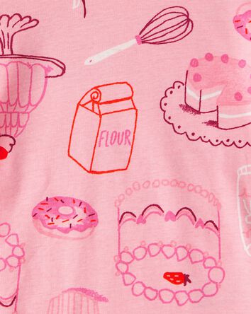 Toddler Girl Desserts 100% Cotton Snug Fit 4-Piece Pyjamas - Pink/White, 