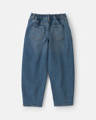 Girls Denim Barrel Jeans - Medium Wash, image 2 of 5 slides