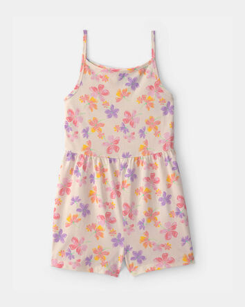 Girls Floral Romper - Cream, 