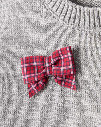 Bébé fille - Pull en coton à manches longues Bow - Gris, 