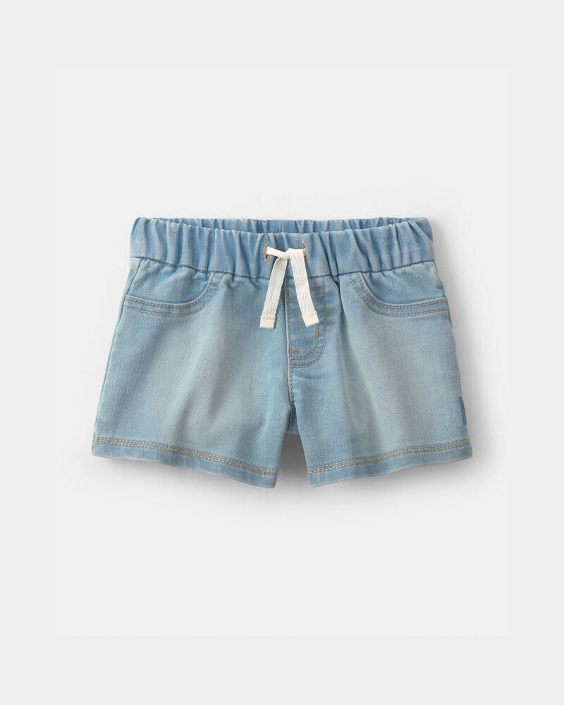 Baby Girl French Terry Knit Shorts - Light Wash, image 1 of 5 slides