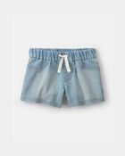 Baby Girl French Terry Knit Shorts - Light Wash, image 1 of 5 slides