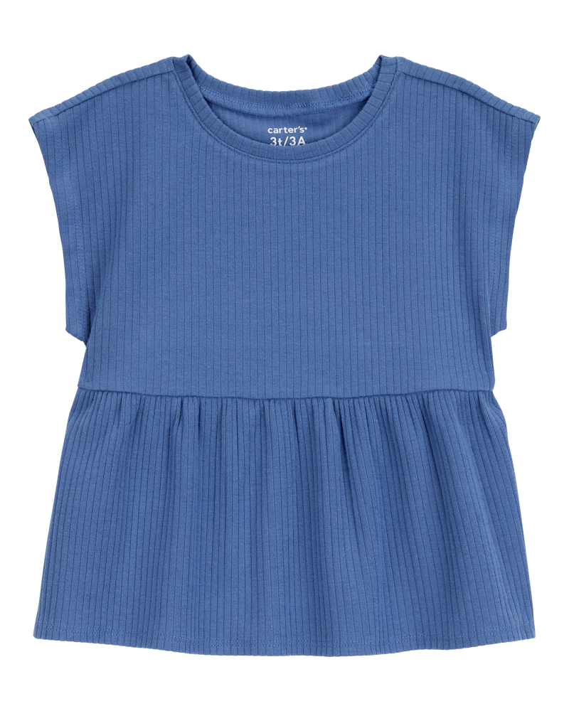 Toddler Short-Sleeve Peplum Tee - Navy, image 1 of 3 slides