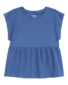 Toddler Short-Sleeve Peplum Tee - Navy, image 1 of 3 slides