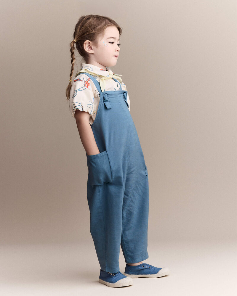 Toddler Girl Knot-Tie Overall - Teal, image 1 of 6 slides
