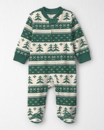Baby Fair Isle Waffle Knit Sleeper Made with Organic Cotton, 