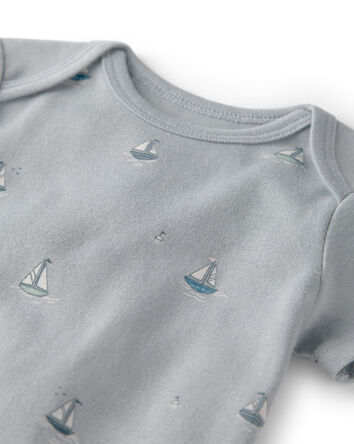 Baby 3-Pack Organic Cotton Bodysuits in Sail Away Print, 