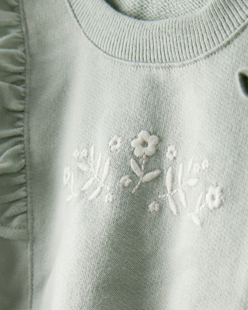 Baby Girl 3-Piece Floral Sweatshirt Outfit Set - Green, image 2 of 5 slides