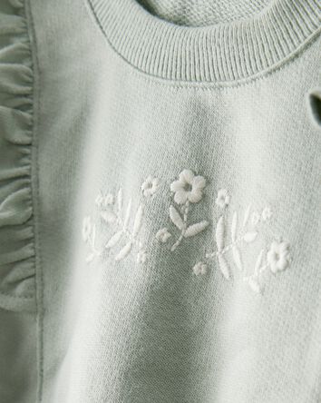 Baby Girl 3-Piece Floral Sweatshirt Outfit Set - Green, 