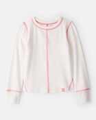 Girls Active Rib Long-Sleeve Top - Cream, image 1 of 3 slides
