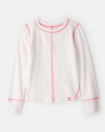 Girls Active Rib Long-Sleeve Top - Cream, 