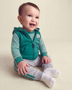 Baby Boy 3-Piece '28' Varsity Hooded Layering Set - Green, image 7 of 8 slides