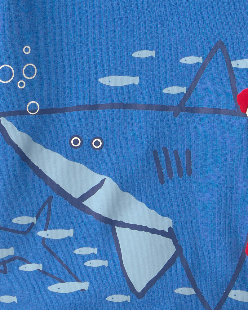 Toddler Boy Shark 100% Cotton Short-Sleeve Snug Fit 4-Piece pyjama Set - Blue, image 2 of 5 slides
