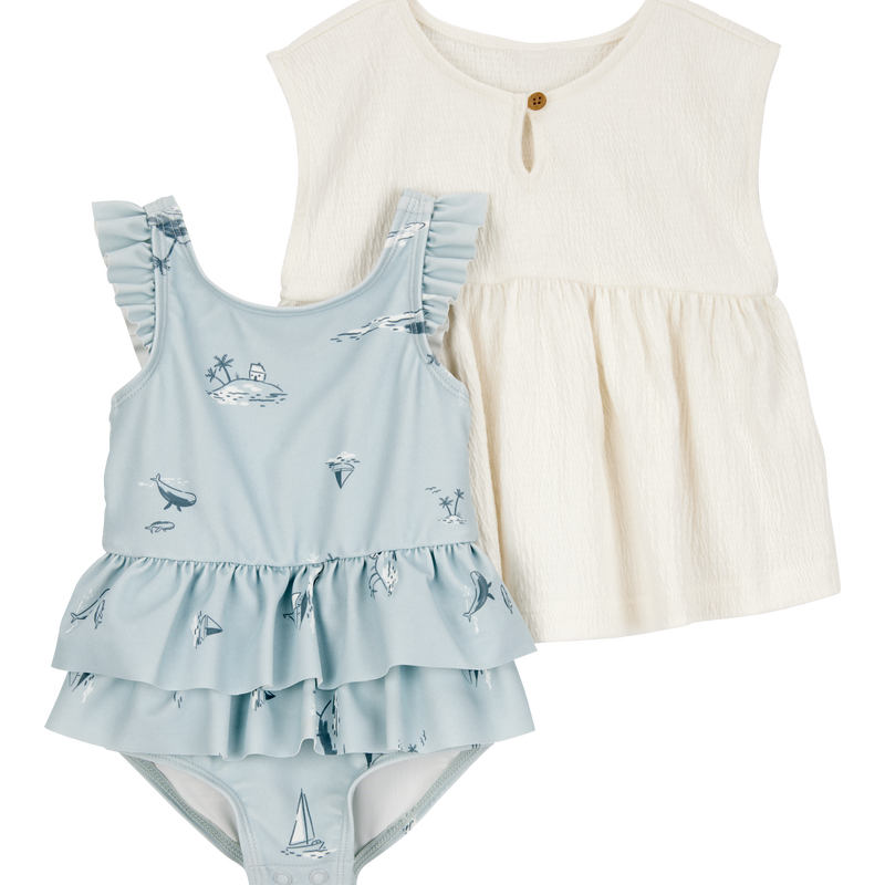 Pink/Ivory Baby 2-Piece Swimsuit & Cover-Up Set | Carter’s Oshkosh Canada