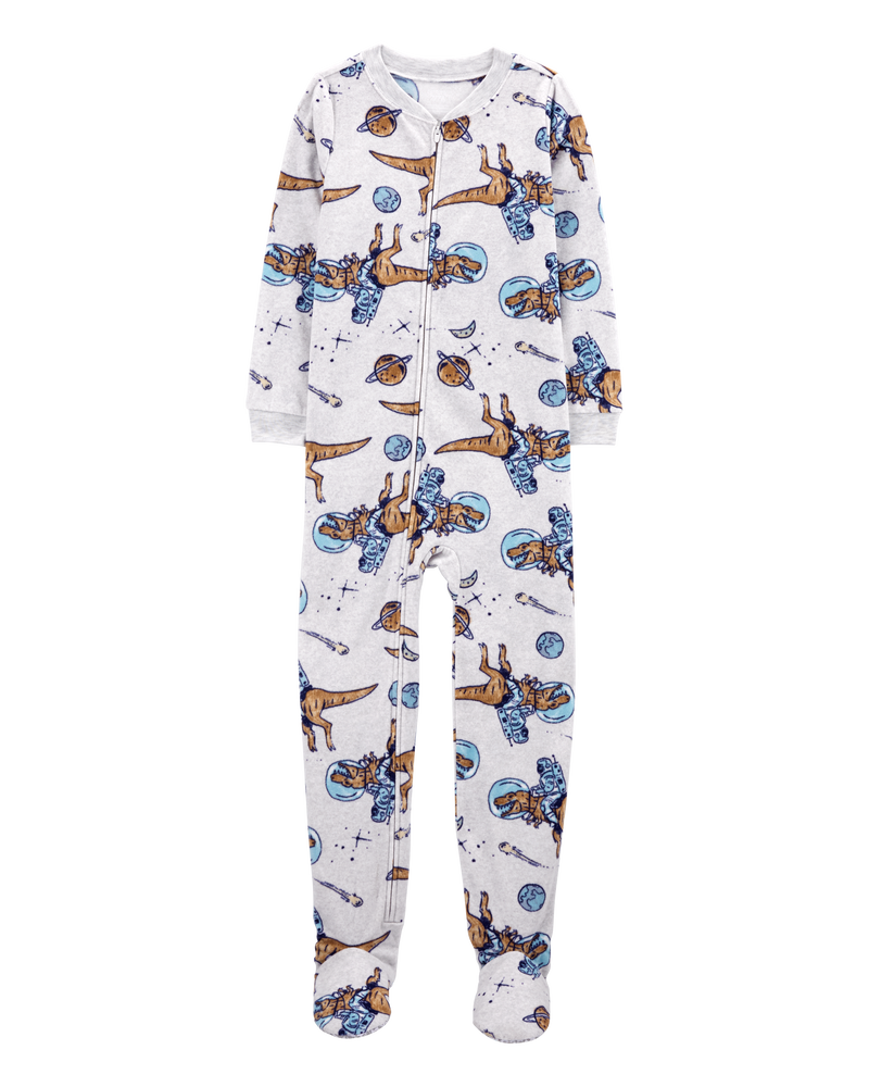 Kid 1-Piece Space Dinosaur Fleece Footie Pyjamas, image 1 of 3 slides