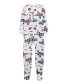 Kid 1-Piece Space Dinosaur Fleece Footie Pyjamas, image 1 of 3 slides