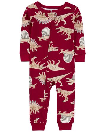 Pyjama 1 pièce sans pieds en coton ajusté dinosaure, 