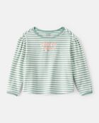 Toddler Girl Made of Magic' Striped Long-Sleeve Top - Green, image 1 of 4 slides