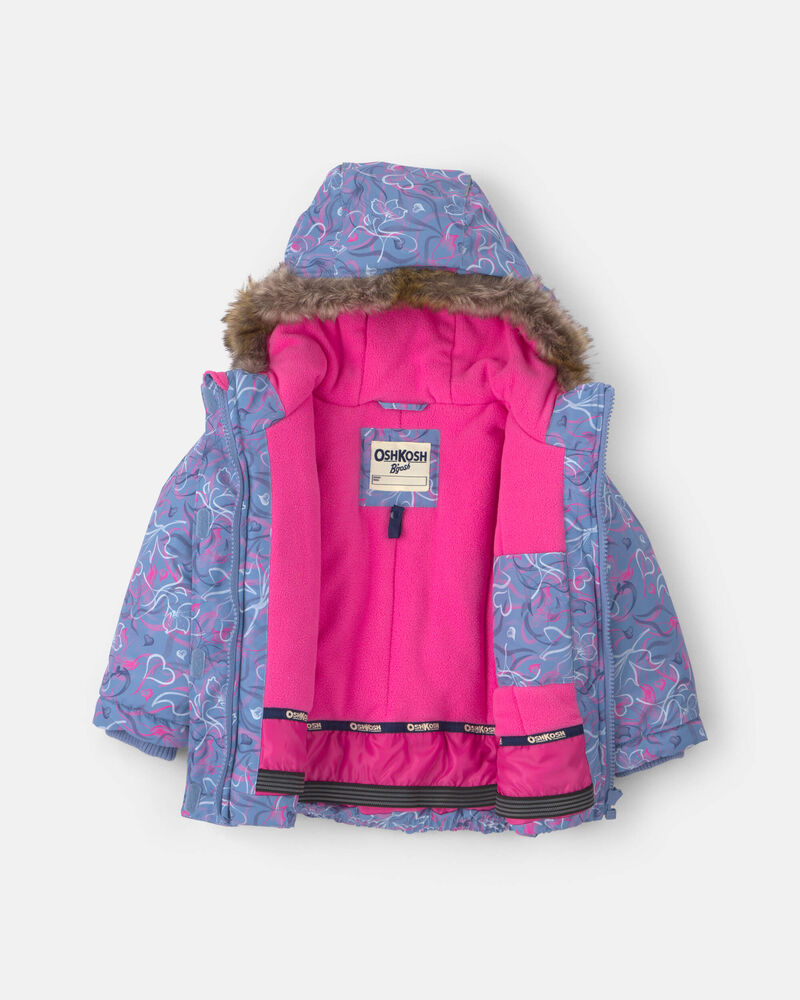 Baby Girl 2 Piece  Heart Print Snowsuit- Grey, image 3 of 13 slides