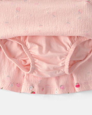B&eacute;b&eacute; fille - Ensemble 2 pi&egrave;ces haut &agrave; manches courtes et jupe-short, fraises - Rose, 