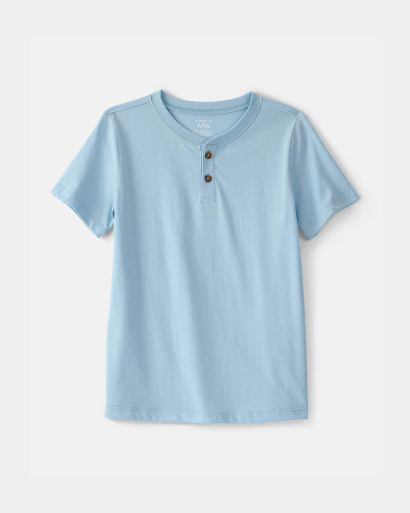 Kid Solid Henley T-Shirt - Blue, image 1 of 3 slides