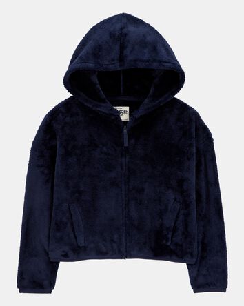 Enfant Blouson d&rsquo;uniforme &agrave; capuchon en Sherpa - Bleu marine, 