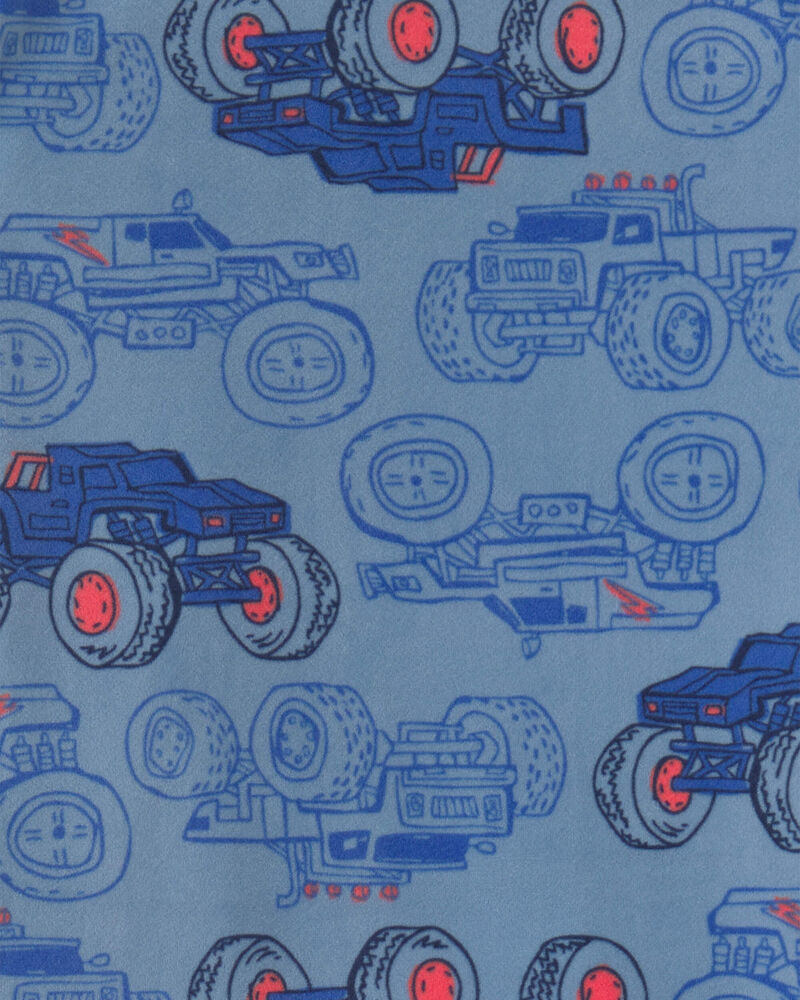 Boys 2-Piece Monster Truck Dream Plush Snug Fit Pyjama Set - Blue, image 2 of 3 slides