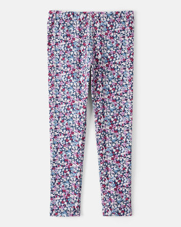 Filles - Legging extensible à enfiler en coton à motif fleuri, 