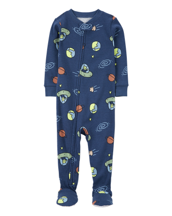 Toddler 1-Piece Space Print 100% Snug Fit Cotton Footie Pyjamas, 