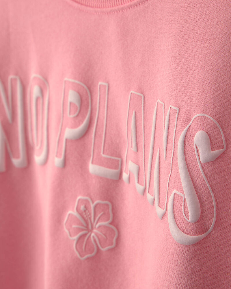 Girls 'No Plans' French Terry Top - Pink, image 2 of 4 slides