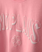 Girls 'No Plans' French Terry Top - Pink, image 2 of 4 slides