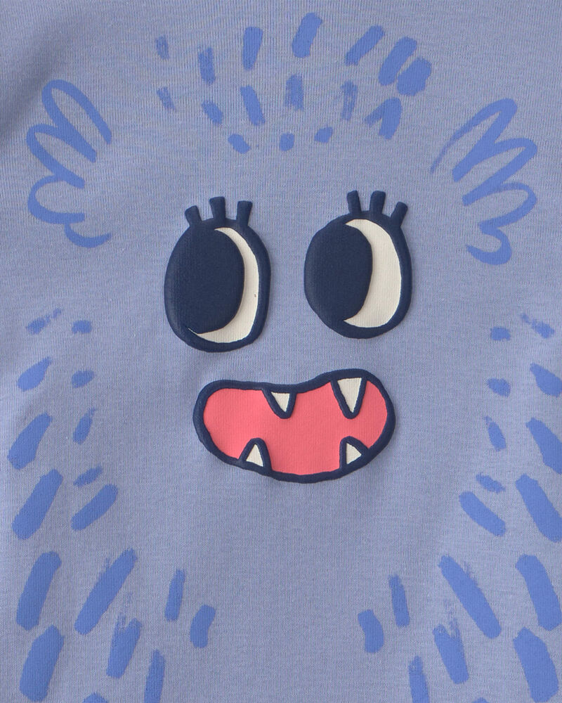 Tout-petit fille - Pyjama ajust&eacute; 4 pi&egrave;ces en 100 % coton &agrave; motif monstre - Bleu/Cr&egrave;me, image 3 sur 5 diapositives