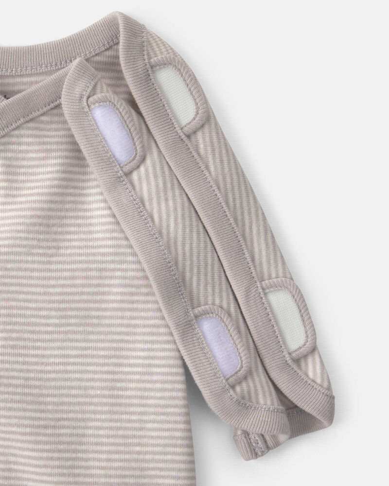 Baby Striped 100% Cotton Sleeper - Grey, image 2 of 5 slides