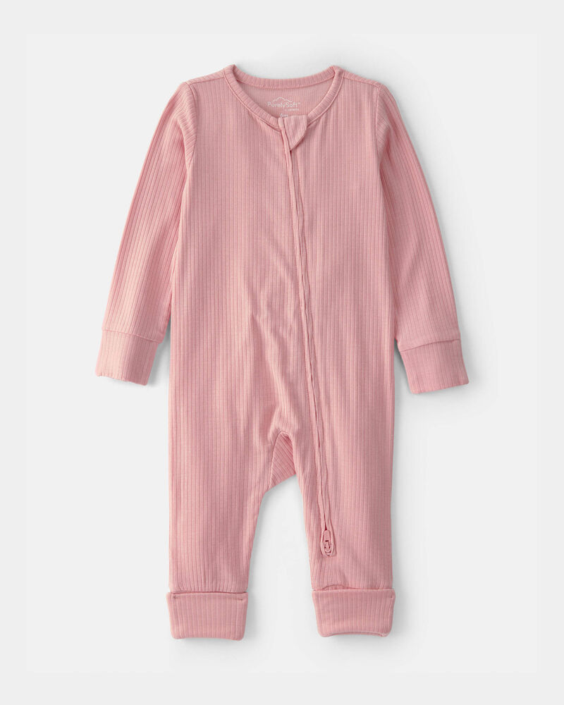 Baby Girl 2-Way Zip PurelySoft Sleeper - Pink, image 1 of 8 slides