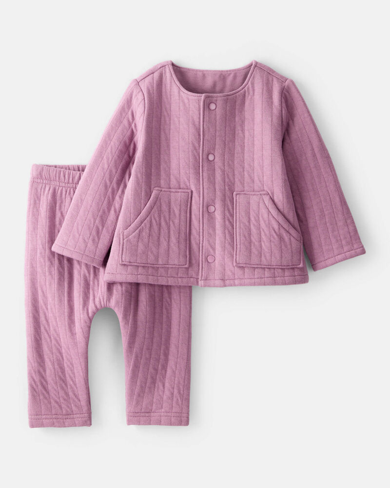Baby Girl 2-Piece Long-Sleeve Sweater & Pant Set - Pink, image 1 of 4 slides