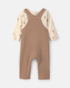 Baby 2-Piece Bear Long-Sleeve Overall Set - Brown, image 2 of 6 slides