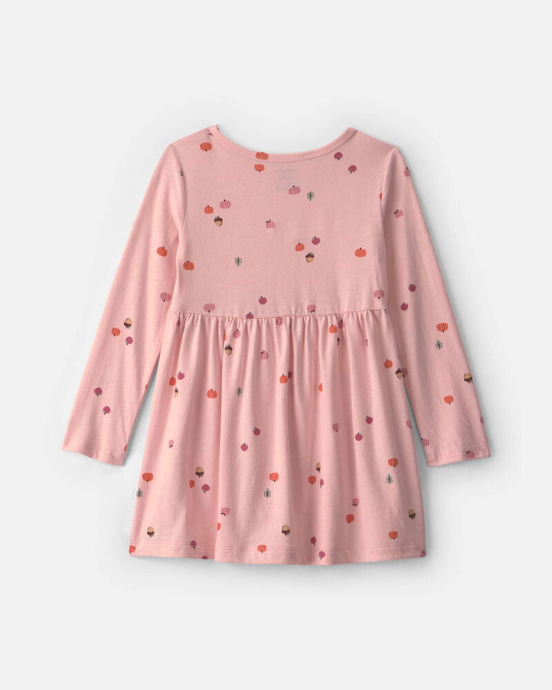 Toute-petite fille - Robe manches longues &agrave; imprim&eacute; citrouille - Rose, image 2 sur 3 diapositives