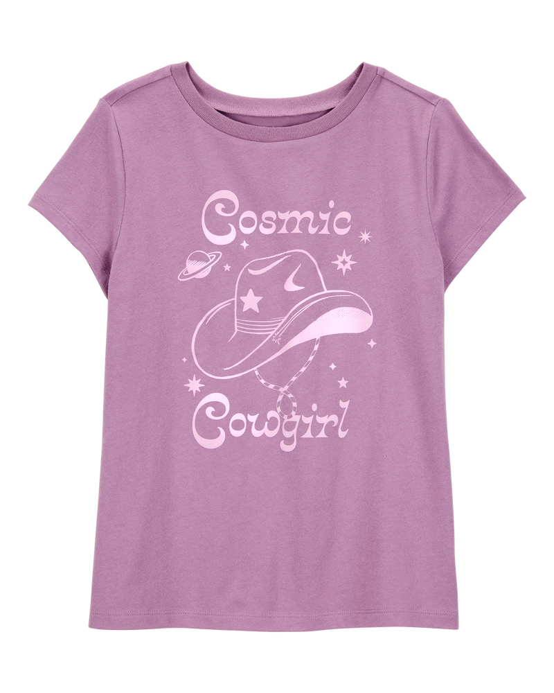 Kid Cosmic Cowgirl Short-Sleeve Graphic Tee - Purple, image 1 of 3 slides