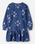 Filles - Robe fleurie &agrave; manches longues - Bleu, image 2 sur 3 diapositives