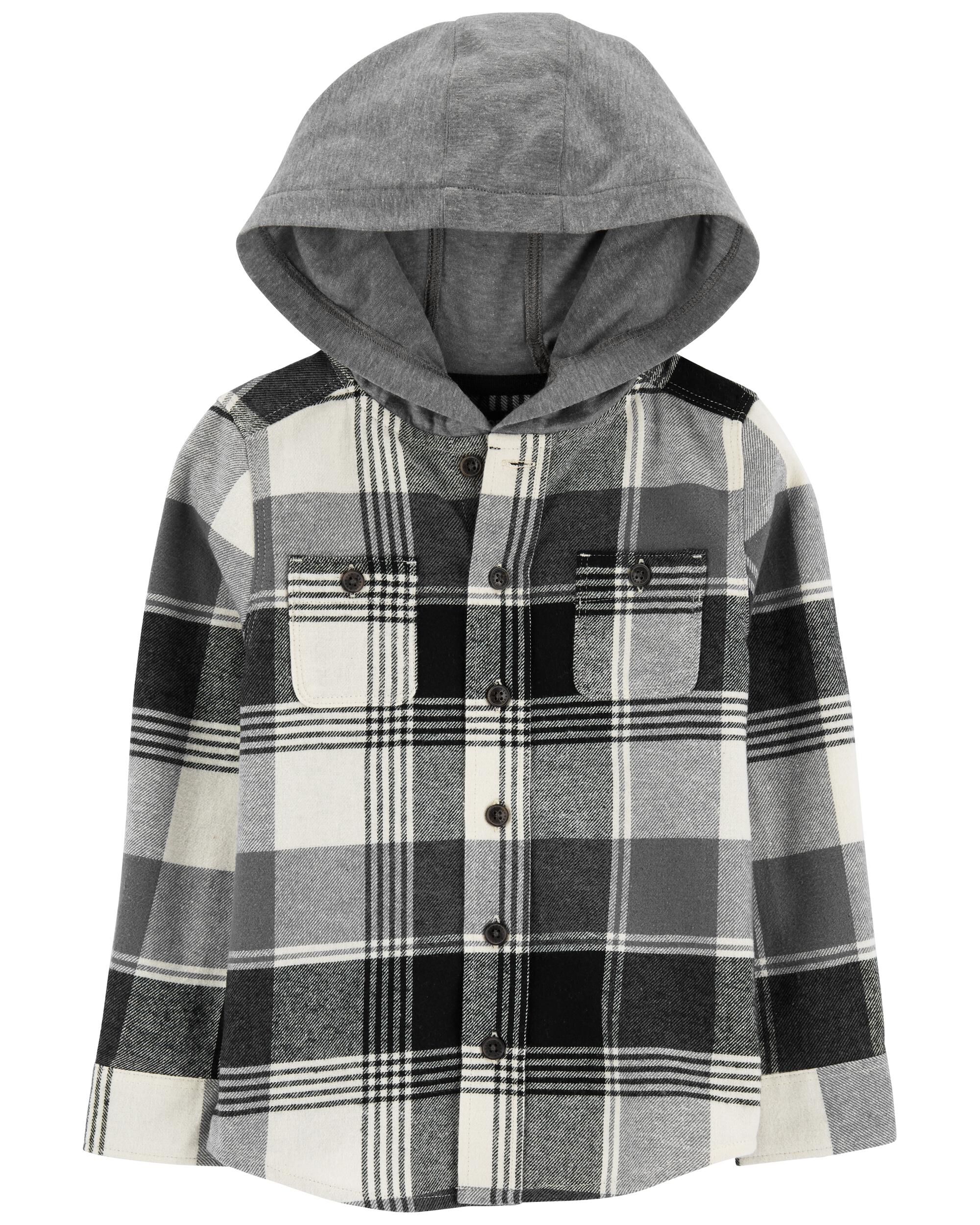 Grey hooded flannel shop