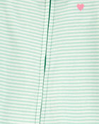 Baby Girl Striped Snug Fit Cotton Footie 1-Piece Pyjamas - Green, image 2 of 4 slides