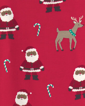Jeune - Pyjama ajust&eacute; 2 pi&egrave;ces en 100 % coton &agrave; motif p&egrave;re No&euml;l brun - Rouge, 
